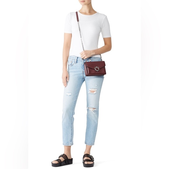 Rebecca Minkoff Jean Crossbody Chain Strap Mini Purse in Burgundy - Picture 2 of 16